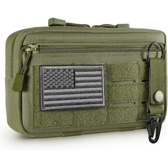 Handbags - Green Tactical Molle Admin Pouch Utility Laser Cut EDC Tool Bag with Keychain